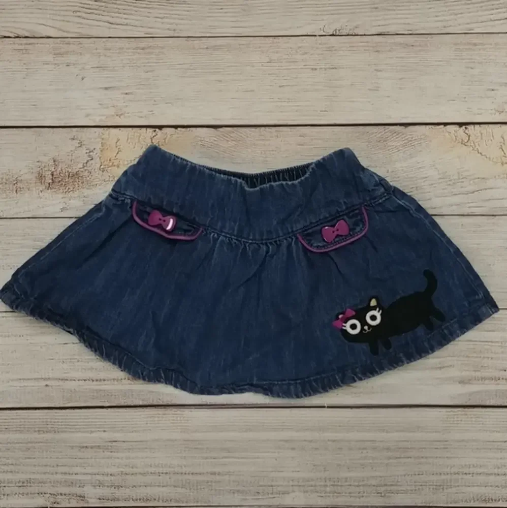 Gymboree Black Cat Jean Denim Skirt
